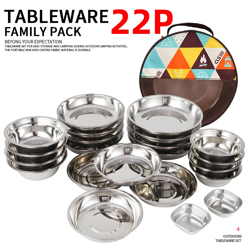 Camping Cooking Dining Set - Conjunto de 22 Peças de Pratos