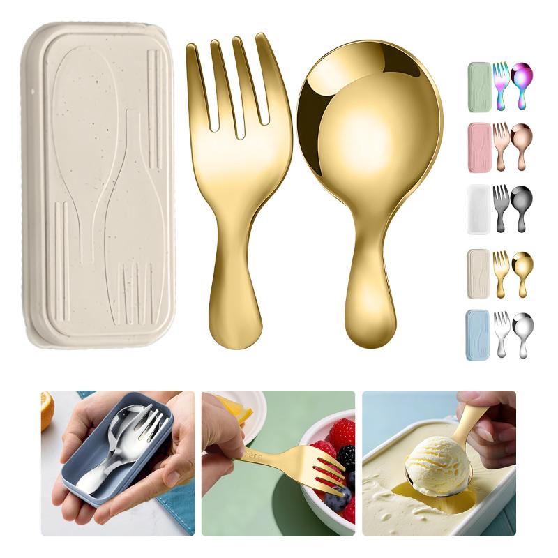 Camping Hiking Cooking - Conjunto de talheres de aço inoxidável